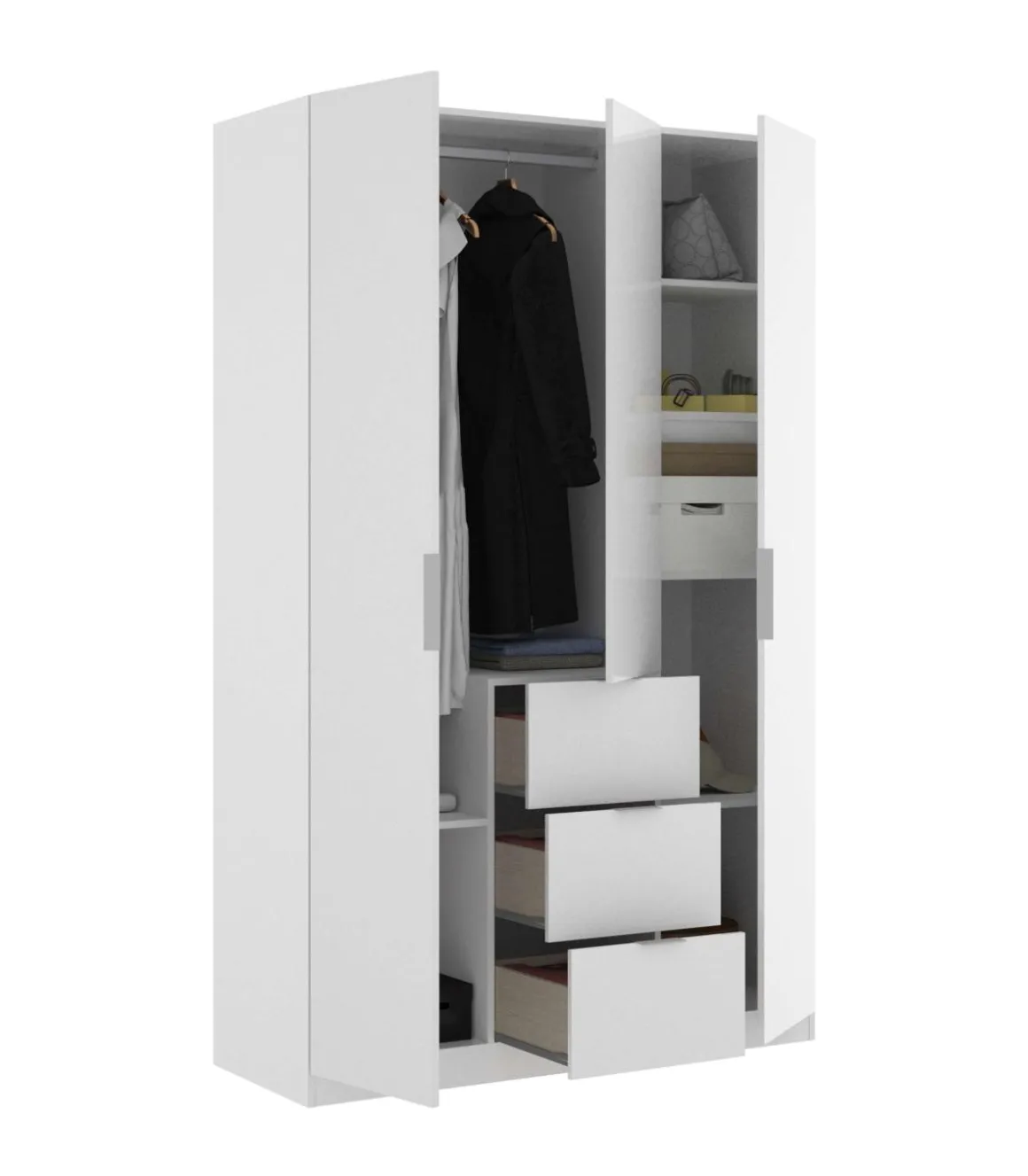 Armario ropero Romina puertas abatibles acabado blanco 204 cm(alto)135 cm(ancho)52 cm(largo)