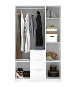Armario ropero Romina puertas abatibles acabado blanco 204 cm(alto)135 cm(ancho)52 cm(largo)