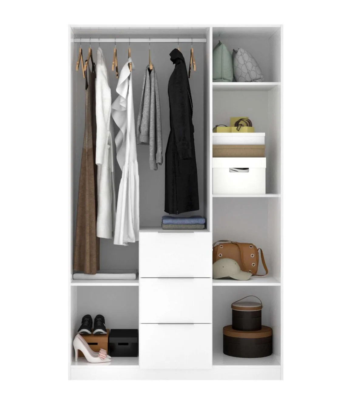 Armario ropero Romina puertas abatibles acabado blanco 204 cm(alto)135 cm(ancho)52 cm(largo)