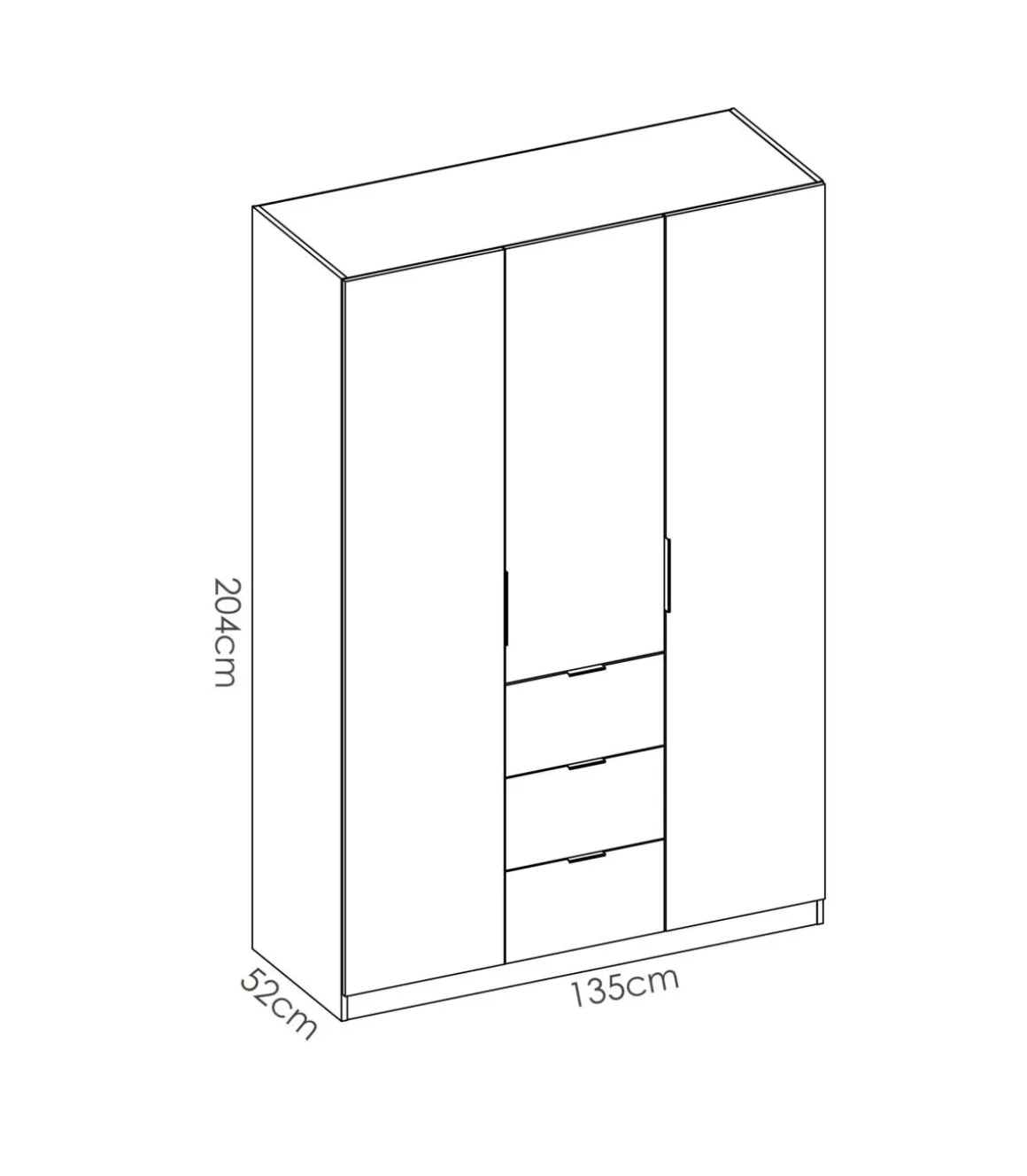 Armario ropero Romina puertas abatibles acabado blanco 204 cm(alto)135 cm(ancho)52 cm(largo)
