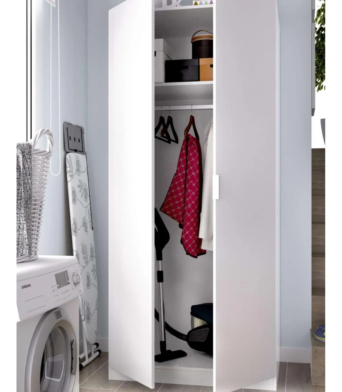 Armario ropero Sabiote con 2 puertas abatibles en blanco 184 cm(alto)81 cm(ancho)52 cm(largo)