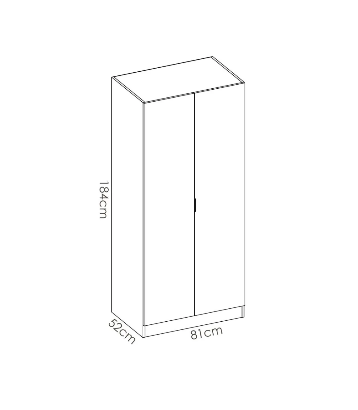 Armario ropero Sabiote con 2 puertas abatibles en blanco 184 cm(alto)81 cm(ancho)52 cm(largo)
