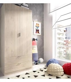 Armario Sabiote 2 puertas abatibles y 2 cajones en roble natural 184 cm(alto)81 cm(ancho)52 cm(largo)