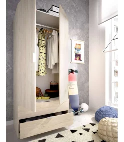 Armario Sabiote 2 puertas abatibles y 2 cajones en roble natural 184 cm(alto)81 cm(ancho)52 cm(largo)