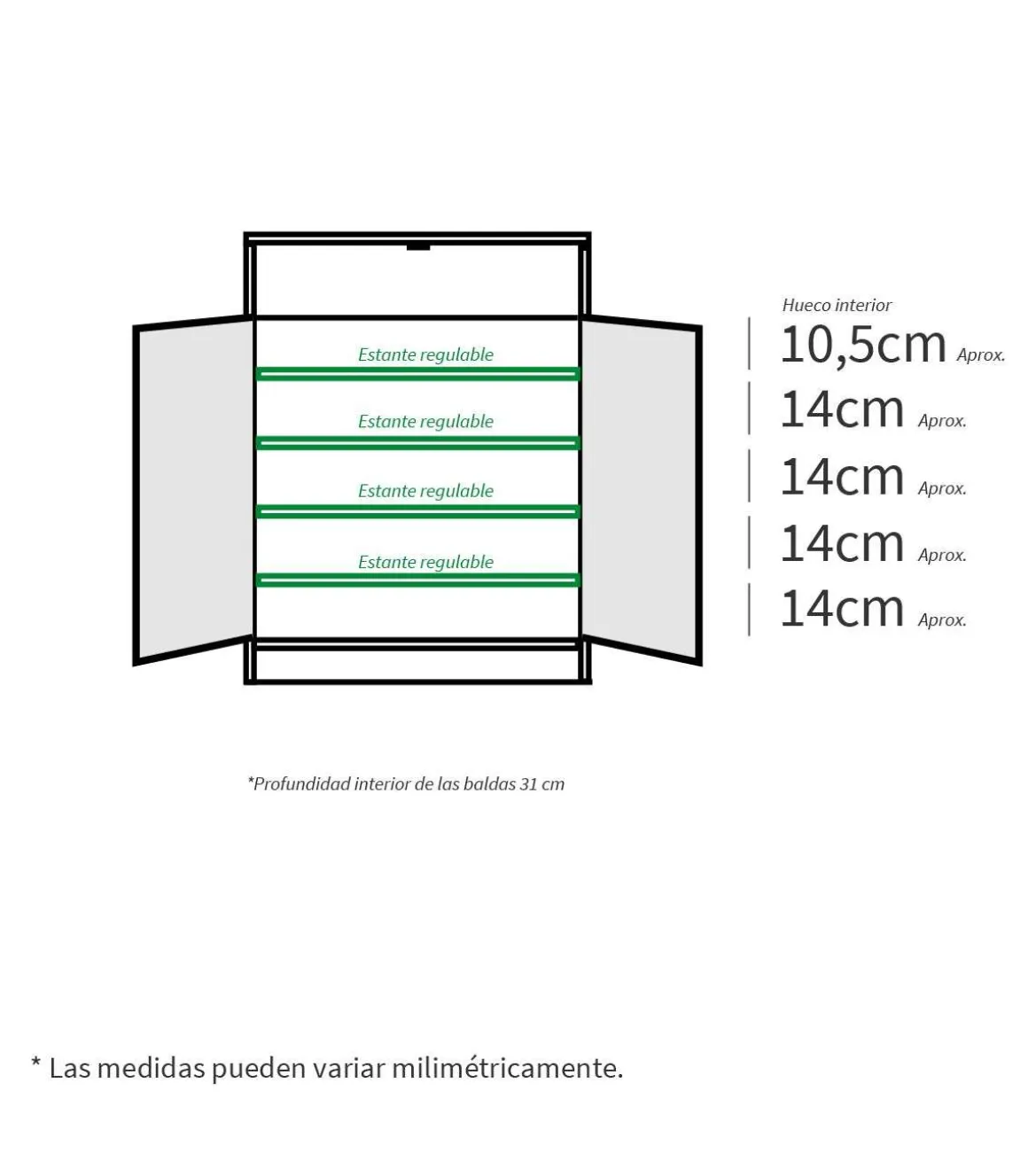 Armario zapatero Berlin en roble cambrian. 75 cm(ancho) 101 cm(altura) 36 cm(fondo)