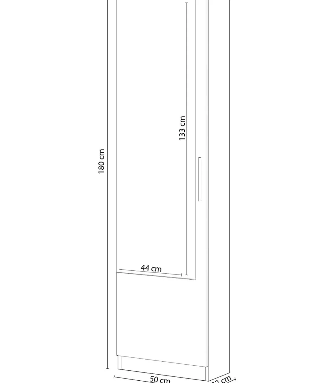 Armario Zapatero con espejo Gusto en color blanco artik. 50 cm(ancho) 180 cm(altura) 22 cm(fondo)