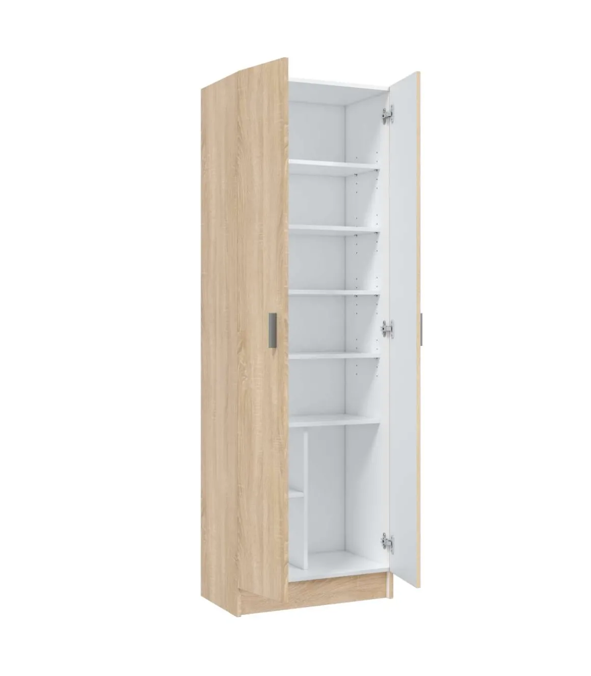 Armario zapatero Milan 2 puertas en acabado roble. 59 cm(ancho) 180 cm(altura) 37 cm(fondo)