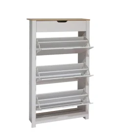 Armario Zapatero 3 trampones 1 cajón acabado blanco 78cm(ancho) 140cm(altura) 24cm(fondo)