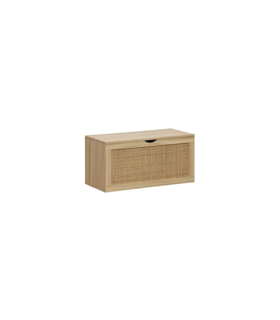 Baúl para dormitorio Decor acabado pino/rattan, 40cm(alto) 80cm(ancho) 40cm(fondo)