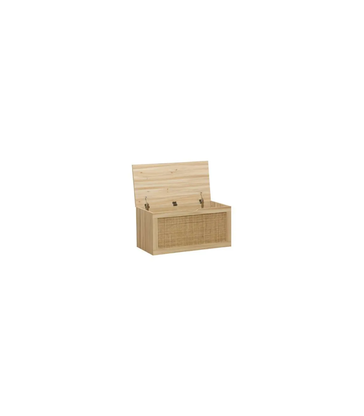 Baúl para dormitorio Decor acabado pino/rattan, 40cm(alto) 80cm(ancho) 40cm(fondo)