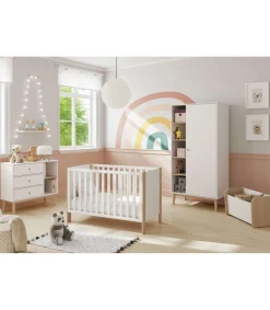 Baúl para dormitorio juvenil DYLAN acabado blanco/cera blanca, 42cm(alto) 70cm(ancho) 35cm(fondo)