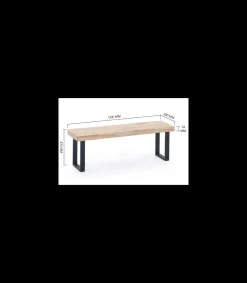 Banco Industrial Loft roble nordish/negro, 47m(alto) 120cm(ancho) 34cm(fondo)