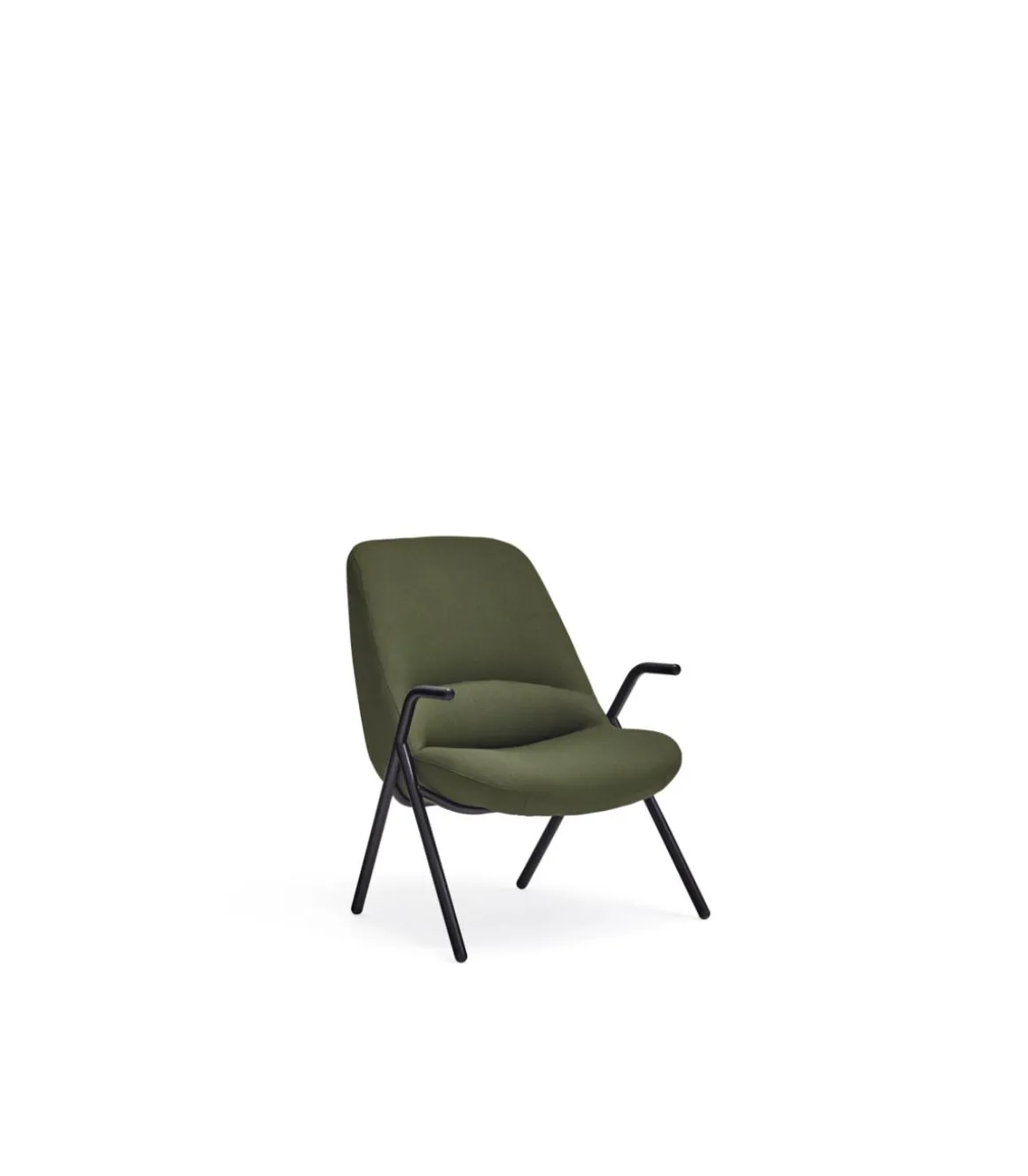 Butaca modelo Dins tapizada en tela color verde oscuro, 77cm(ancho) 77cm(alto) 83cm (largo)