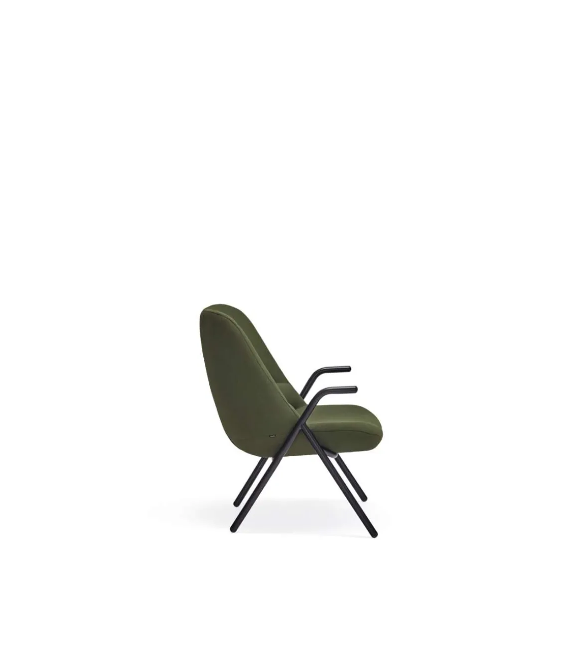 Butaca modelo Dins tapizada en tela color verde oscuro, 77cm(ancho) 77cm(alto) 83cm (largo)