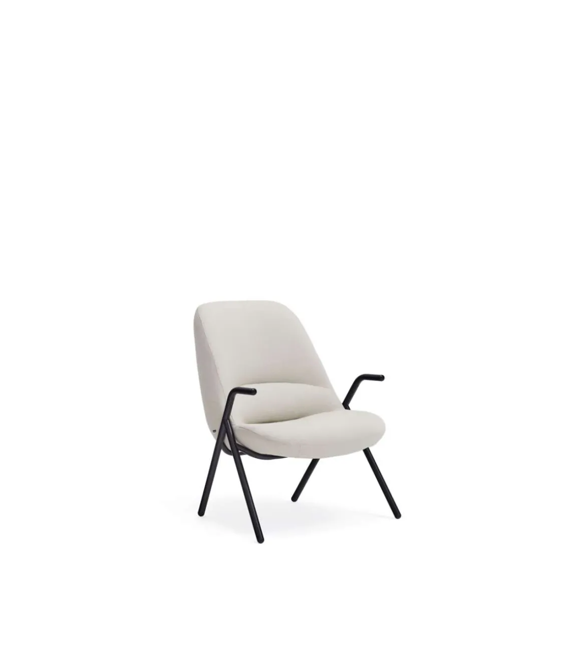 Butaca modelo Dins tapizada en tela color crema, 77cm(ancho) 77cm(alto) 83cm (largo)