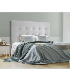 Cabecero Milan tapizado en polipiel blanco. 125 cm (alto), 145 cm (ancho), 7 cm (fondo).