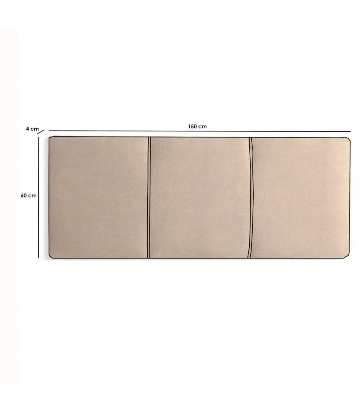 Cabecero para colchón 135/140cm Maite tapizado beige, 150cm(ancho) 60cm(alto) 4cm(fondo)