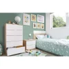 Cabecero para colchón de 90 cm + mesita para dormitorio juvenil modelo Luca acabado roble/blanco.