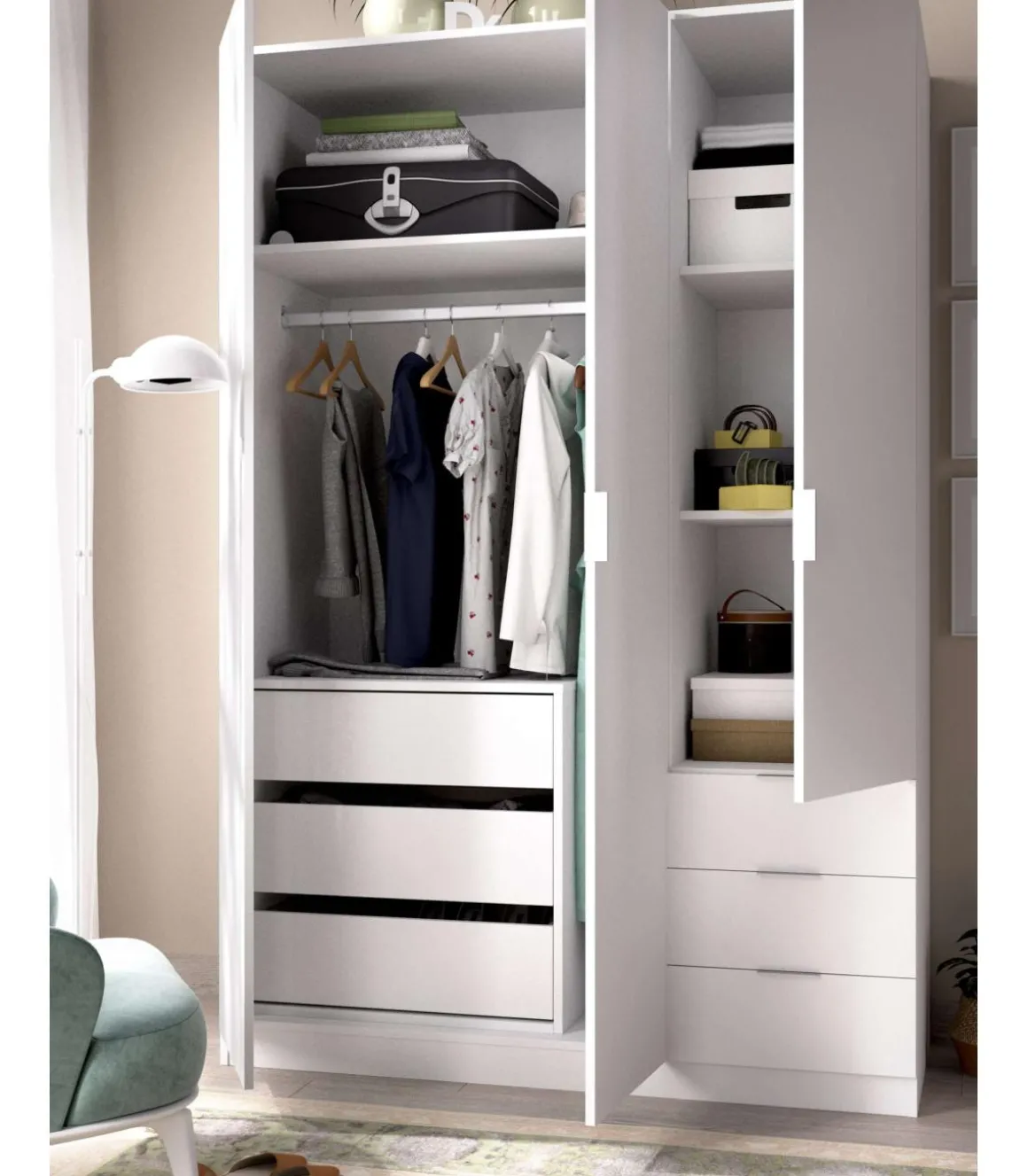 Cajonera Lola con 3 cajones en blanco, 60 cm(alto)60 cm(ancho)40 cm(fondo)