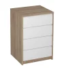 Cajonera Madrid de 50 cm con 4 cajones en blanco y roble. 73,4 cm(alto)50 cm(ancho)45 cm(fondo)