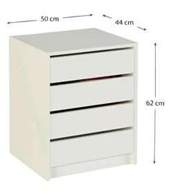 Cajonera Merise en color blanco. 61,4 cm(alto)50 cm(ancho)44 cm(largo)