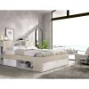 Cama compacta matrimonio Pozo Alcón en natural/blanco, 95cm(alto) 147cm(ancho) 219cm(largo)