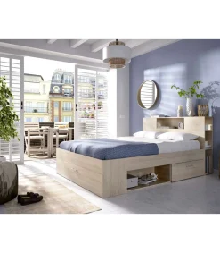 Cama compacta matrimonio Pozo Alcón en natural, 95cm(alto) 147cm(ancho) 219cm(largo)