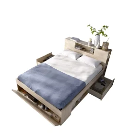 Cama compacta matrimonio Pozo Alcón en natural, 95cm(alto) 147cm(ancho) 219cm(largo)