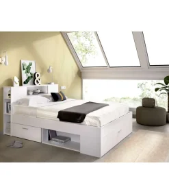 Cama compacta matrimonio Pozo Alcón en blanco, 95cm(alto) 147cm(ancho) 219cm(largo)
