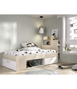 Cama compacta Pozo Alcón de 90 cm en natural/blanco 95 cm(alto)99cm(ancho)218 cm(largo)