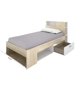 Cama compacta Pozo Alcón de 90 cm en natural/blanco 95 cm(alto)99cm(ancho)218 cm(largo)