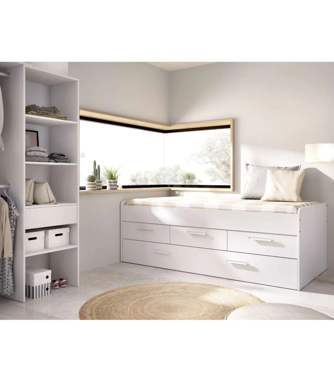Cama compacta Rala de 90 cm en blanco 67.5 cm(alto)194.3cm(ancho)95 cm(largo)