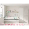 Cama compacta y estantería Elliot acabado blanco artic/blanco velho, 65cm(alto) 199cm(ancho) 96cm(largo)