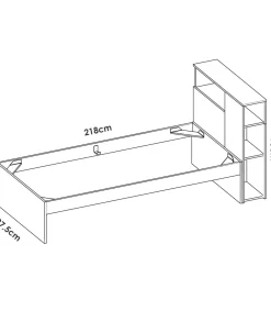 Cama juvenil con cajones Tamesis para colchón de 90cm natural/blanco, 95cm(alto) 97.5cm(ancho) 218cm(largo)