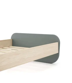 Cama juvenil DYLAN acabado verde kaki/cera blanca, 45/90cm(alto) 195.4cm(ancho) 106.5cm(fondo)