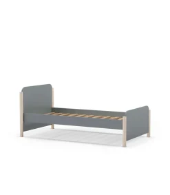 Cama juvenil Emma acabado verde kaki/cera blanca, 70cm(alto) 199cm(ancho) 107.2cm(fondo)