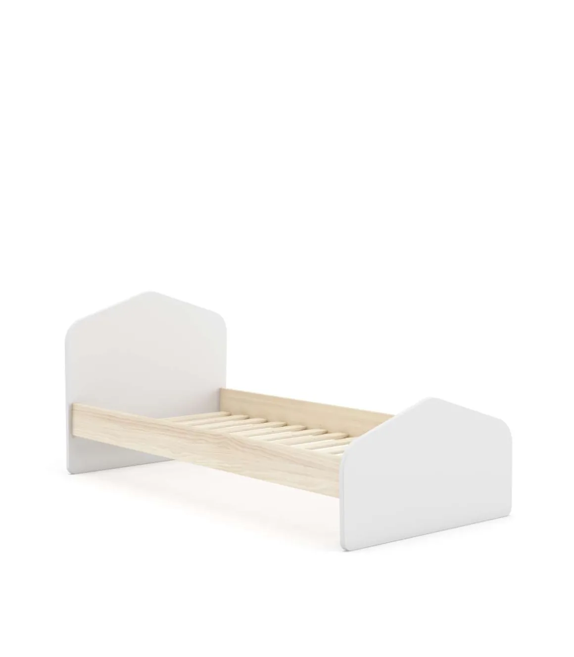 Cama juvenil Estela acabado blanco/cera blanca, 90cm(alto) 100cm(ancho) 195.4cm(fondo)