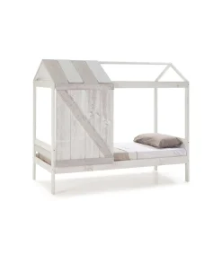 Cama juvenil modelo Aria acabado blanco/tonos grises, 174.8cm(alto) 101.7cm(ancho) 197.6cm(fondo)