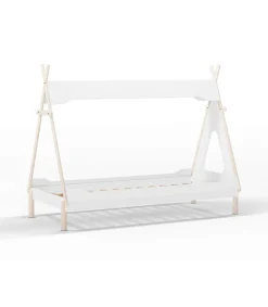Cama juvenil modelo Tadeo acabado blanco/cera blanca, 165cm(alto) 104cm(ancho) 210cm(fondo)