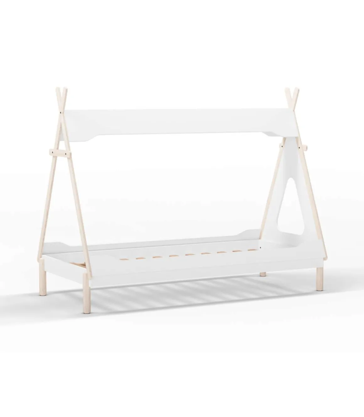 Cama juvenil modelo Tadeo acabado blanco/cera blanca, 165cm(alto) 104cm(ancho) 210cm(fondo)