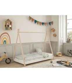 Cama juvenil modelo Teresa acabado cera blanca/blanco, 160cm(alto) 104.5cm(ancho) 209.4cm(fondo)