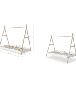 Cama juvenil modelo Teresa acabado cera blanca/blanco, 160cm(alto) 104.5cm(ancho) 209.4cm(fondo)