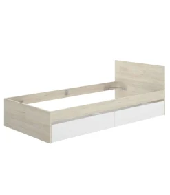 Cama juvenil Sam de 90 cm con cajones en natural/blanco, 68cm(alto) 96cm(ancho) 195cm(largo)