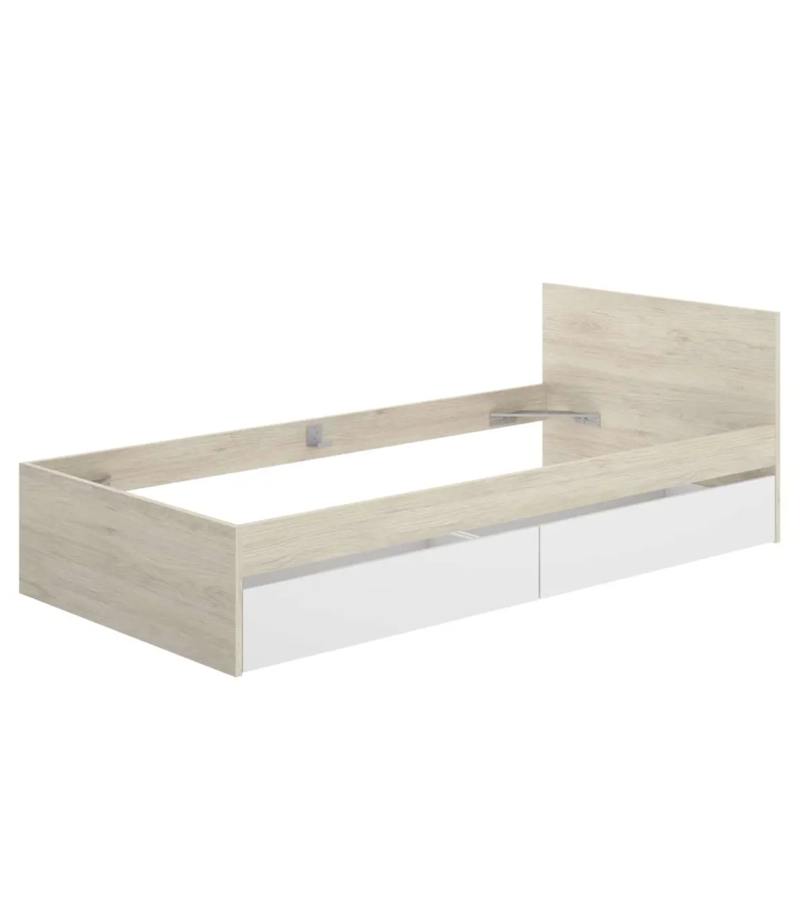 Cama juvenil Sam de 90 cm con cajones en natural/blanco, 68cm(alto) 96cm(ancho) 195cm(largo)