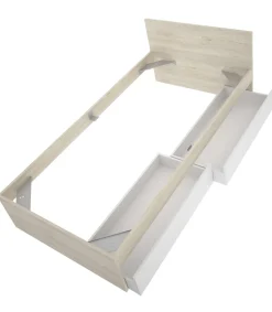 Cama juvenil Sam de 90 cm con cajones en natural/blanco, 68cm(alto) 96cm(ancho) 195cm(largo)