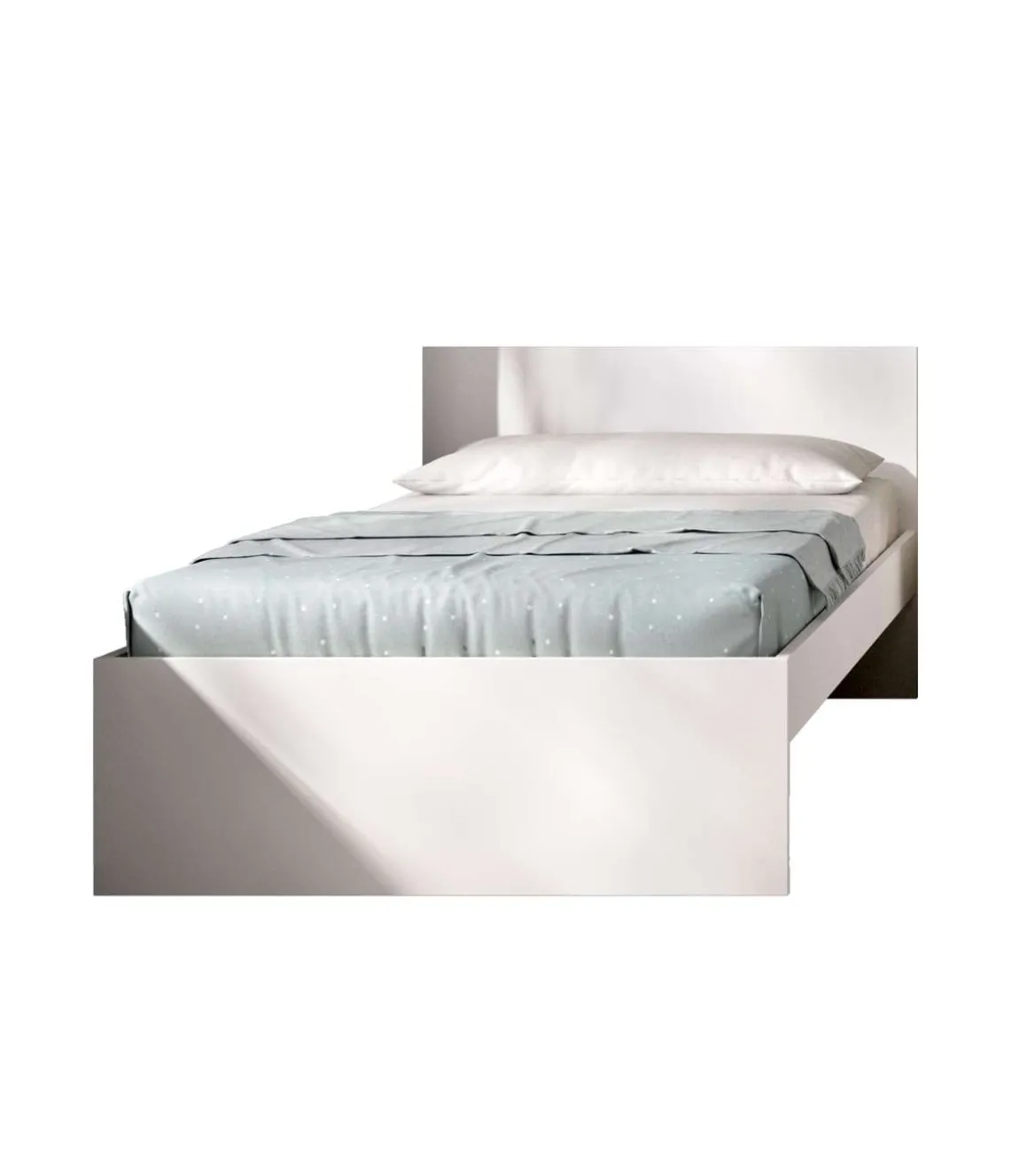 Cama juvenil Sam de 90 cm en blanco, 68cm(alto) 96cm(ancho) 195cm(largo)