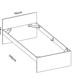 Cama juvenil Sam de 90 cm en natural, 68cm(alto) 96cm(ancho) 195cm(largo)