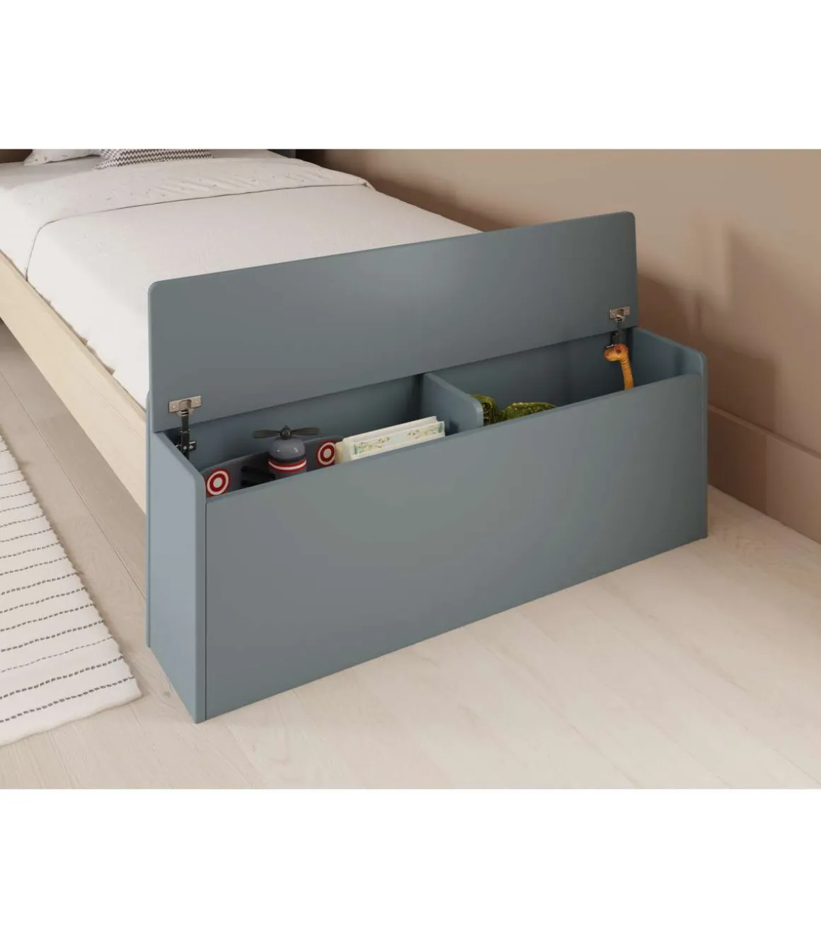 Cama juvenil tipo cabaña modelo ERIC acabado verde kaki/cera, 216.5cm(largo) 128.5cm(ancho) 153cm(alto).