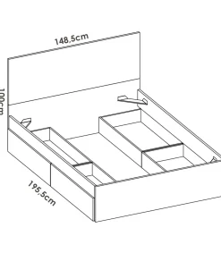 Cama matrimonio con 4 cajones Rocio acabado blanco, 100cm(alto) 148cm(ancho) 195.5cm(largo)