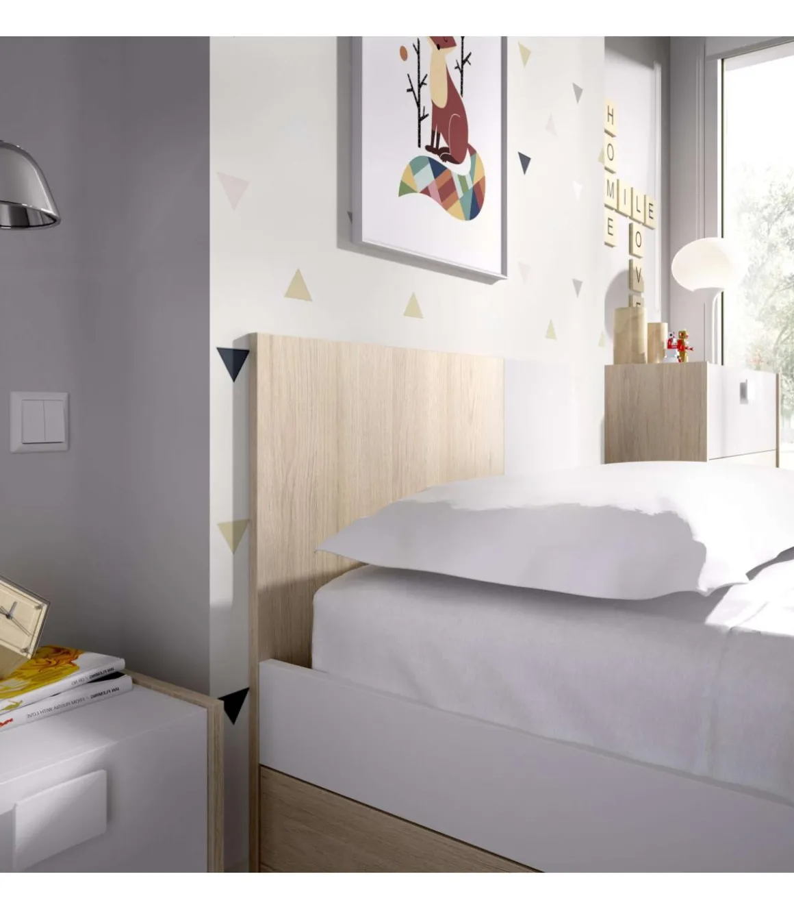 Cama nido con cajón de arrastre Santisteban 90 cm para dormitorio juvenil 79 cm(alto)97 cm(ancho)196 cm(largo)